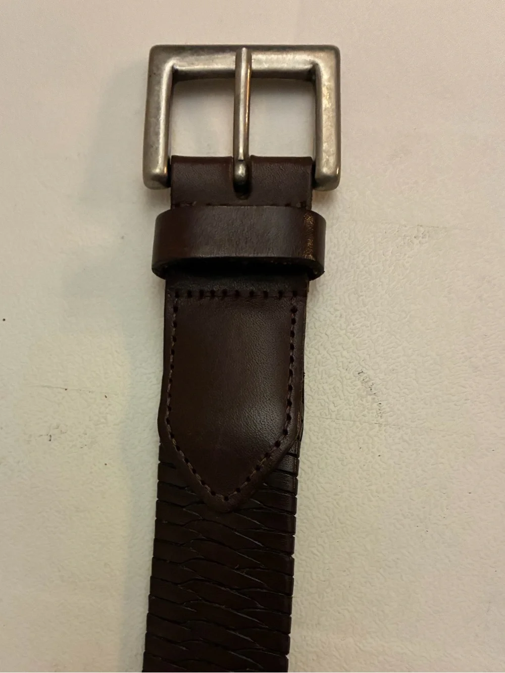 Vintage COACH 6924 Woven Leather Belt Brown Silver Buckle Mens Sz 42 Classic